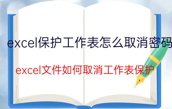 excel保护工作表怎么取消密码 excel文件如何取消工作表保护？